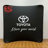 Tension fabric backdrop at a corporate launch event